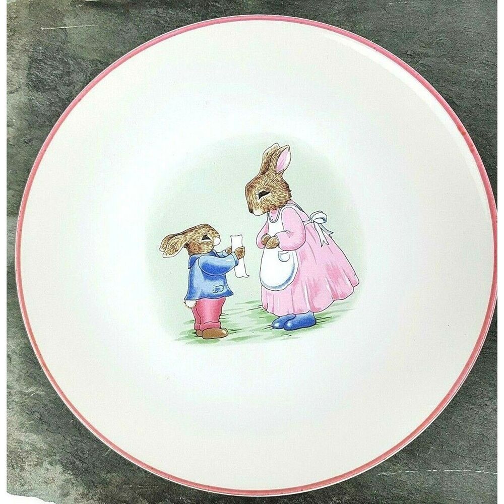 Artist Susan LaBelle Rabbit Plate Peter and Mother Rabbit Bunny 1985 Vintage